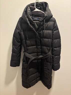 Polo Ralph Lauren Black Hooded Puffer Coat Size S